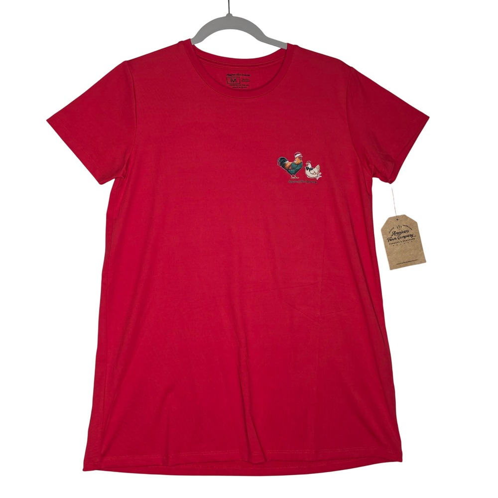 NWT American‎ Farm Company Red Christmas Rooster Hen Graphic T-Shirt Mens Medium